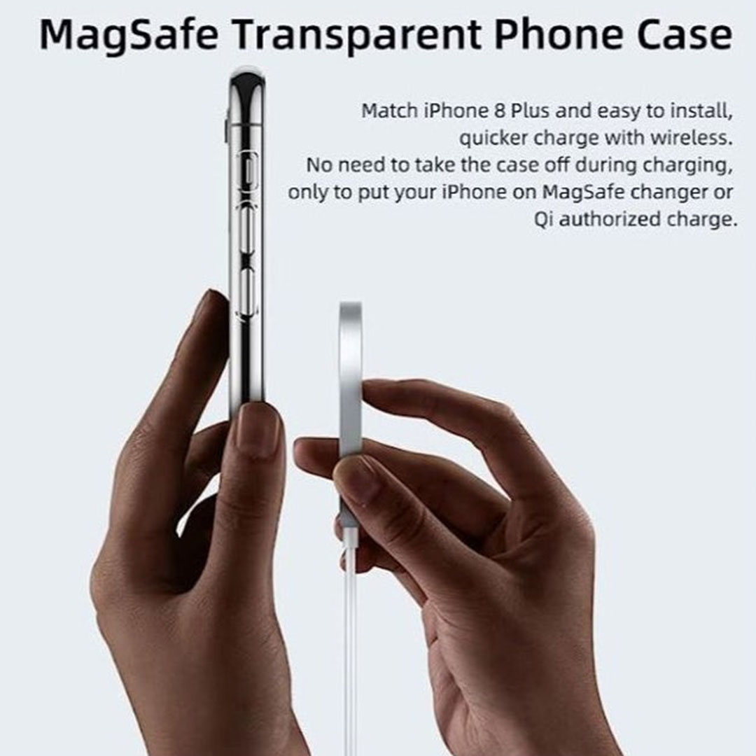 جراب شحن لاسلكي لموبايل أيفون 8 بلس و 7 بلس - شفاف