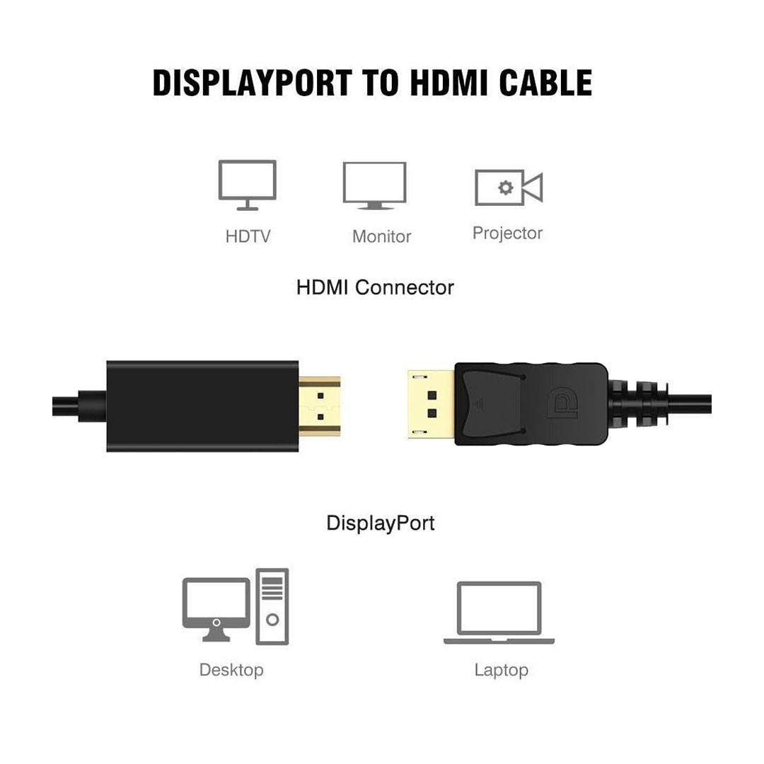 كابل شاشة DP/HDMI - أسود