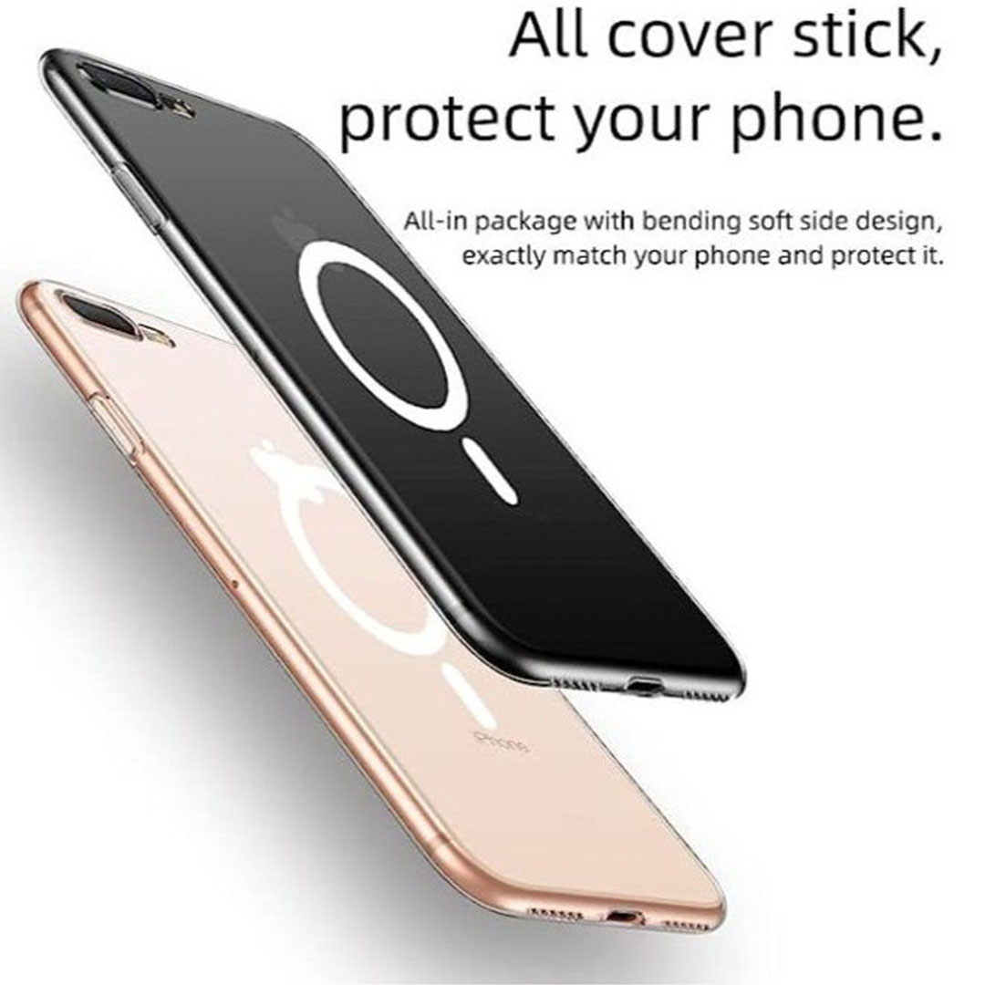 جراب شحن لاسلكي لموبايل أيفون 8 بلس و 7 بلس - شفاف