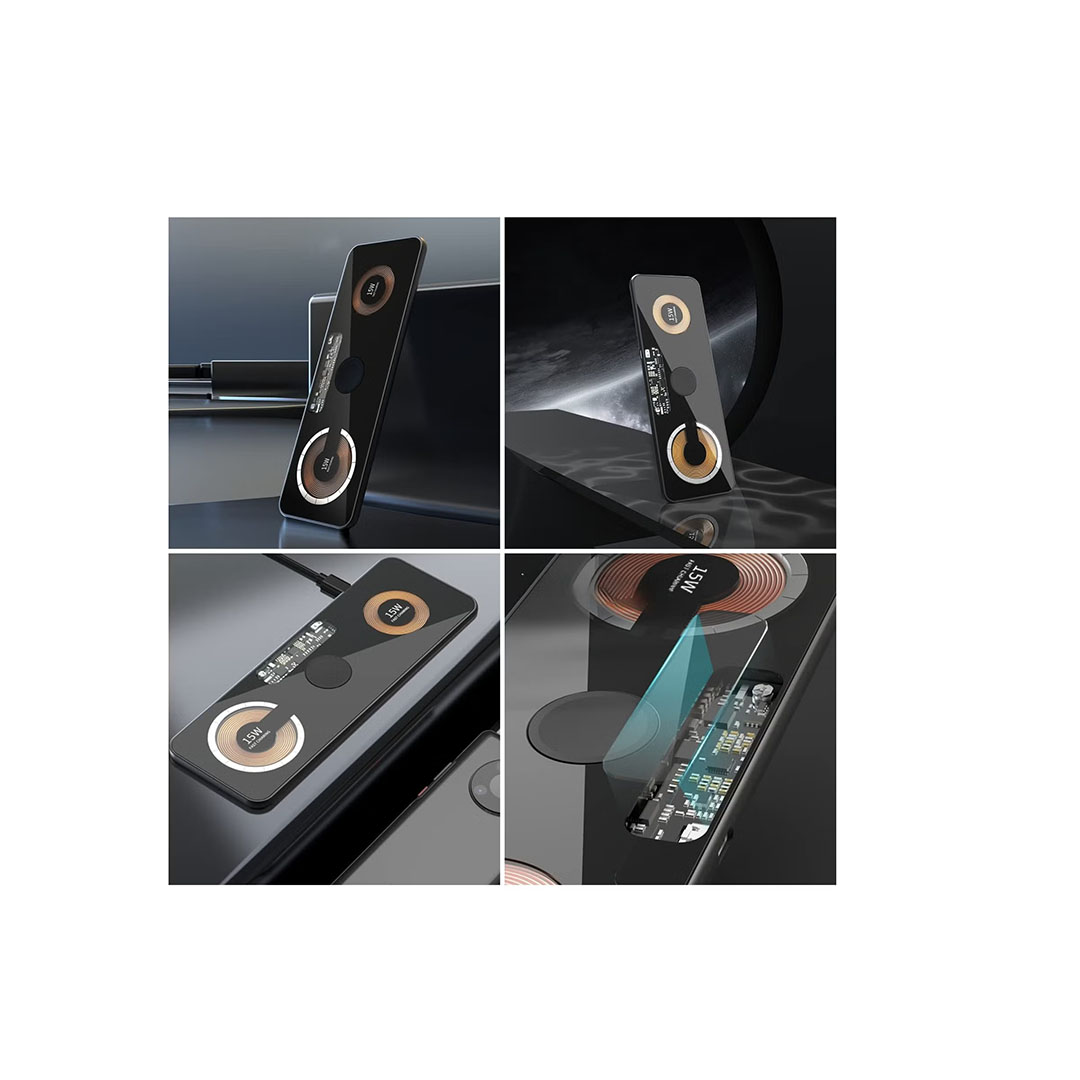 شاحن سريع لاسلكي 4 في 1 Magsafe قابل للطي - 15 وات - أبيض