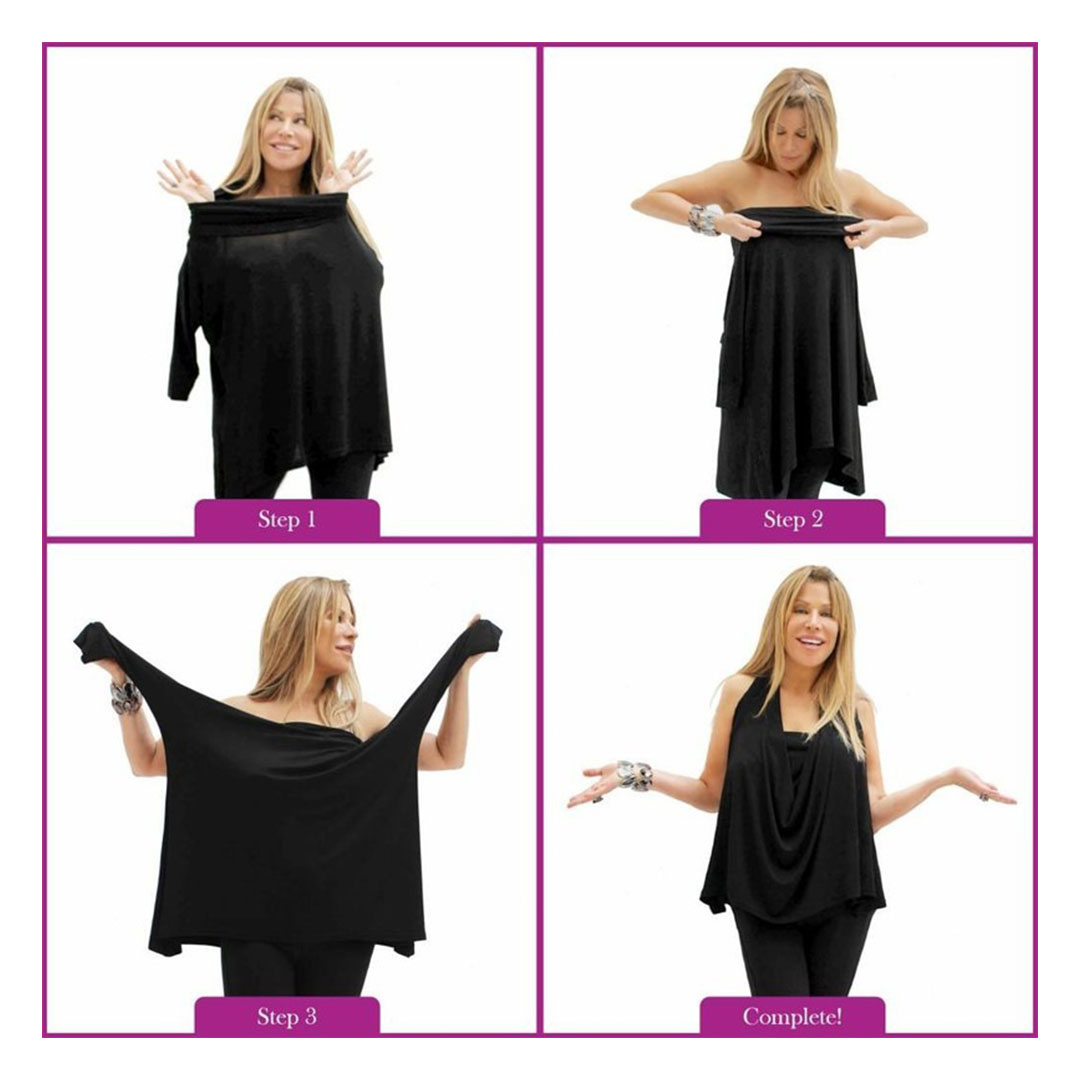 بونشو ثلاثي الاتجاهات حريمي - أسود