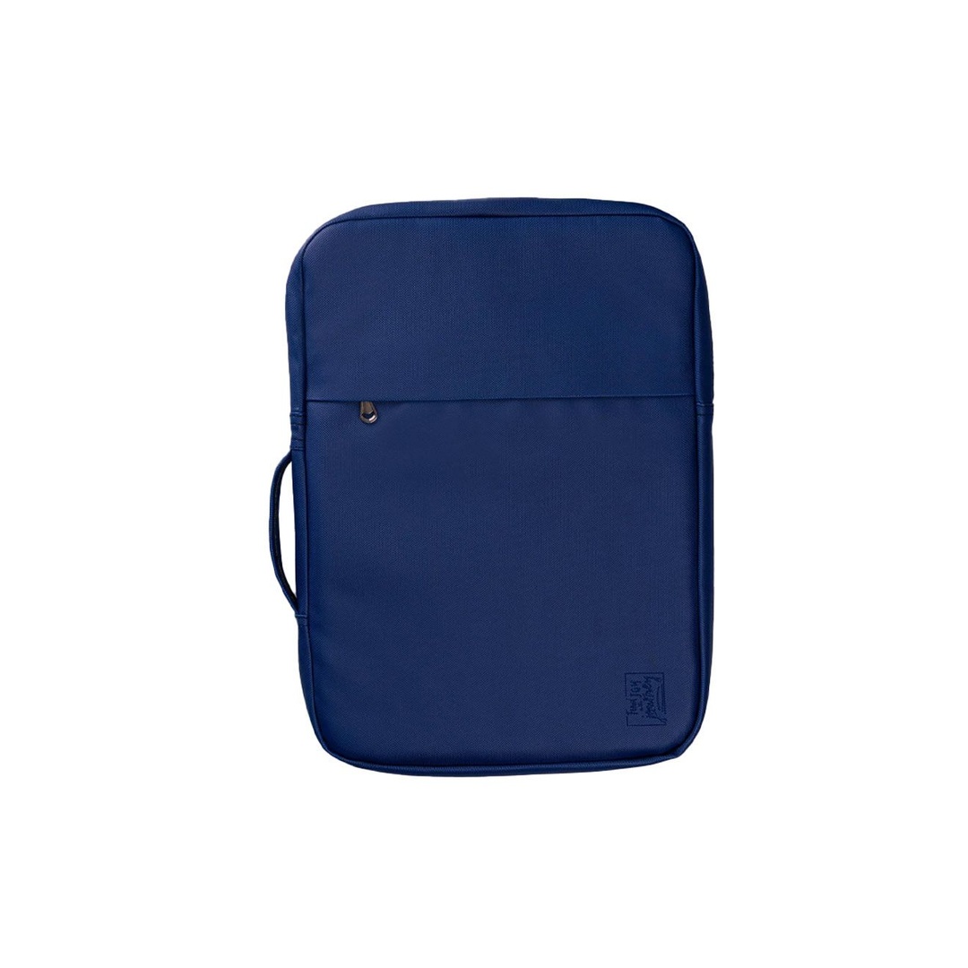 دونها - شنطة لاب توب جلد أتنين سوستة مع 3 انظم للحمايه مقاوم للانسكاب / مقاوم للغبار / مقاوم للصدمات - أزرق