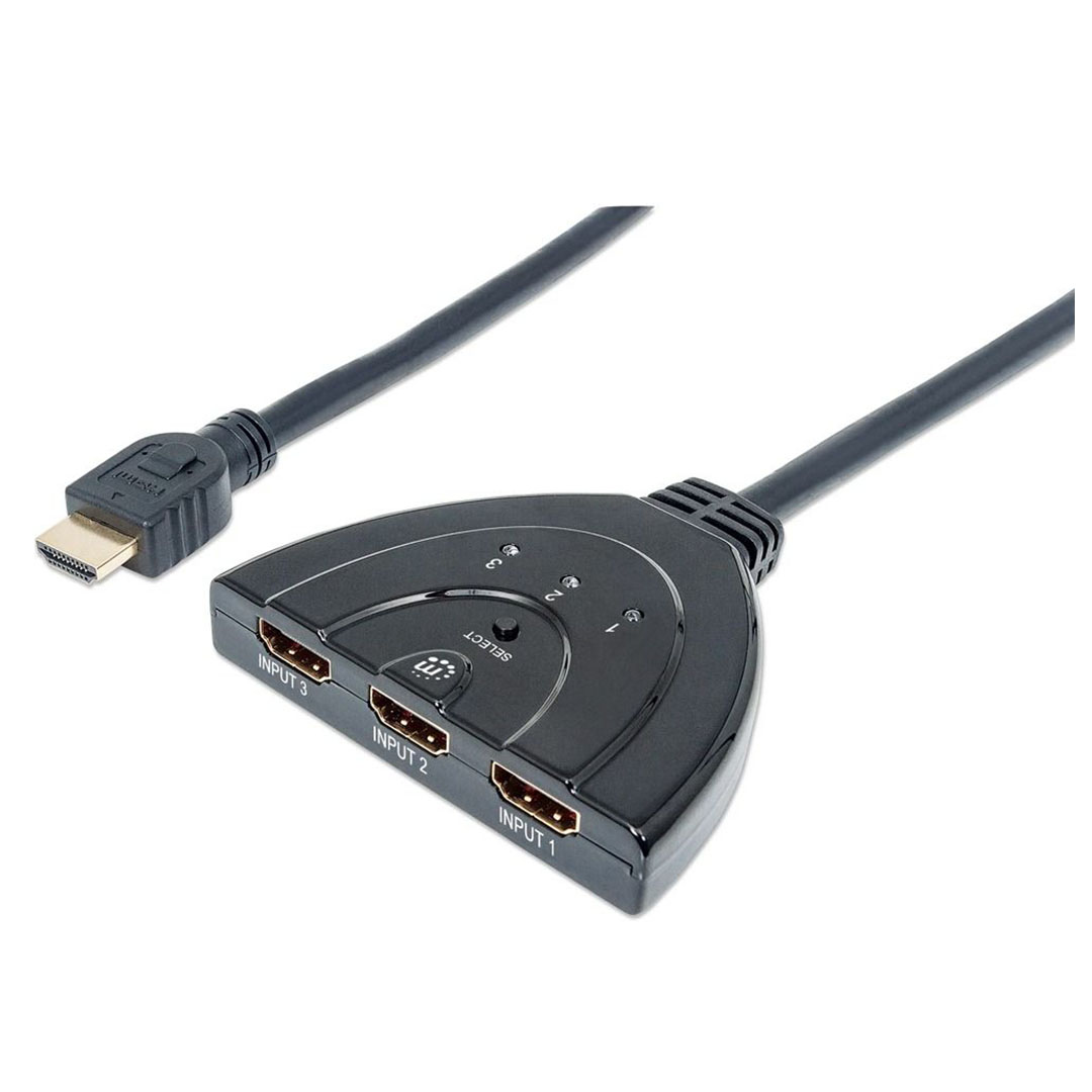 كابل موزع من HDMI الى 3-منافذ HDMI Switch 1080P Integrated - أسود