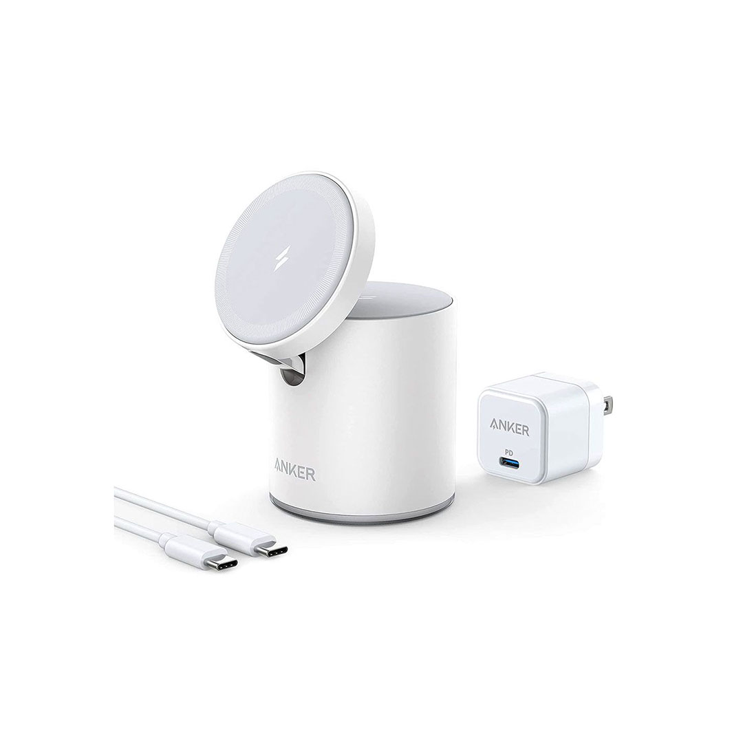 شاحن لاسلكي انكر 623 مغناطيسي MagGo - أبيض