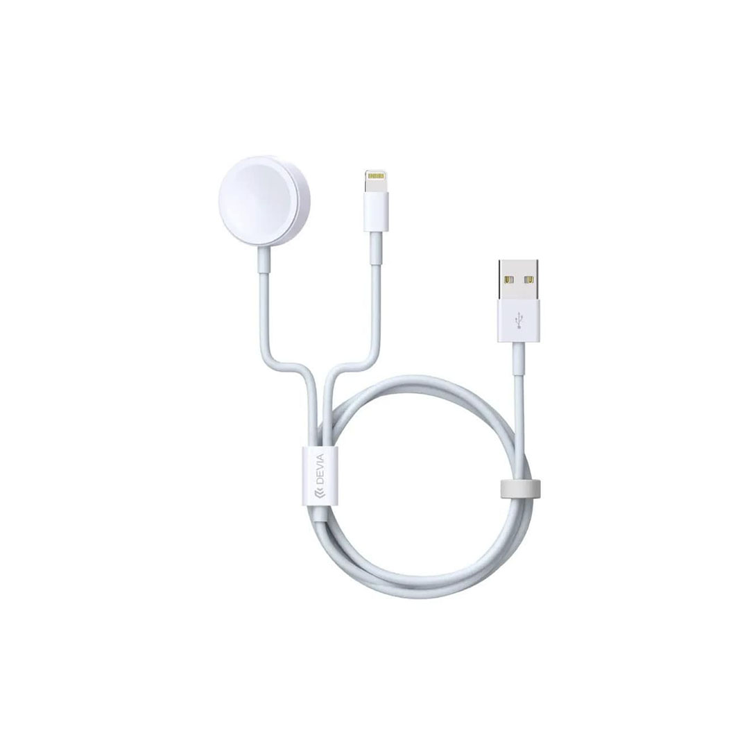 MP-77-8 كابل شحن 2 في 1 لشحن iphone و الساعة - أبيض