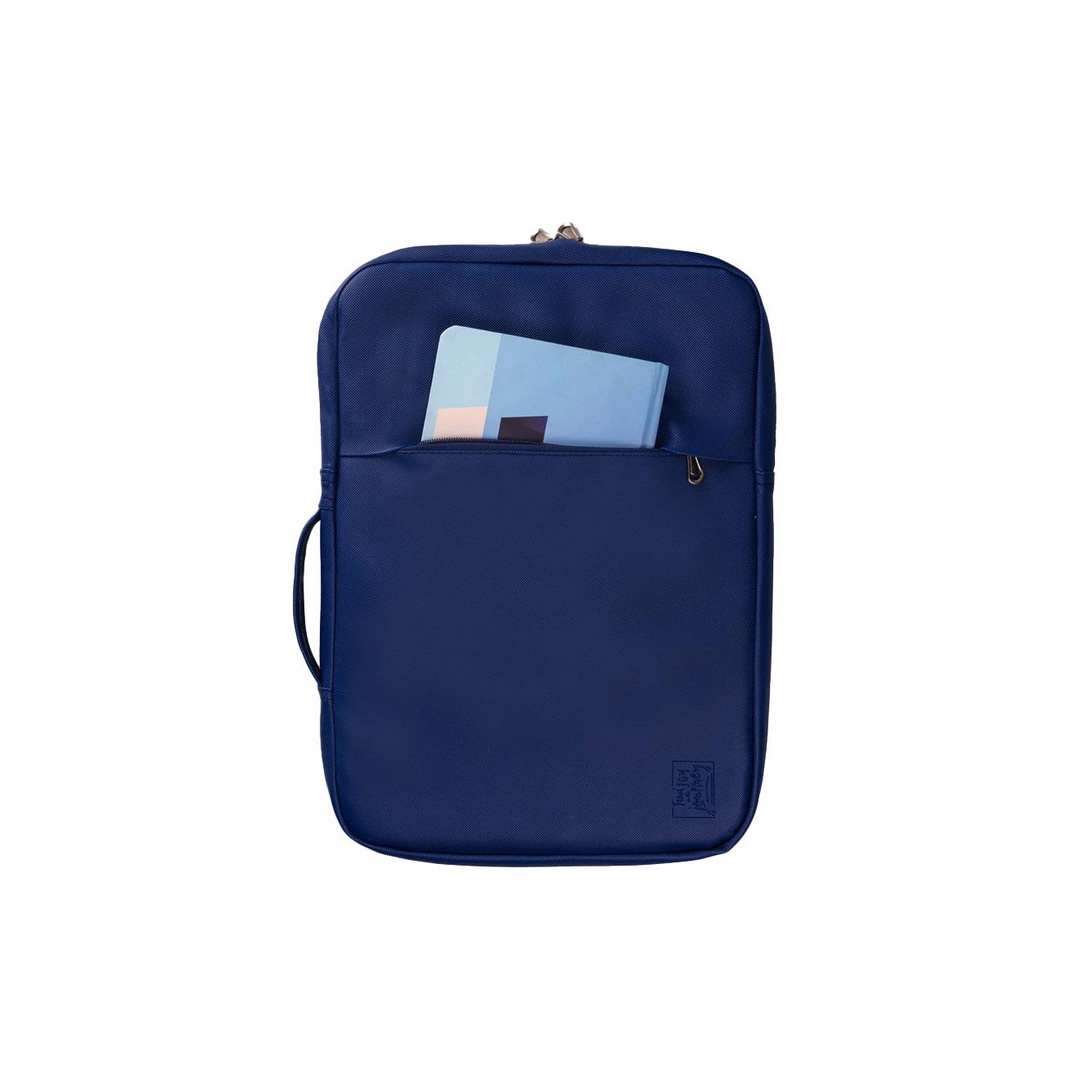 دونها - شنطة لاب توب جلد أتنين سوستة مع 3 انظم للحمايه مقاوم للانسكاب / مقاوم للغبار / مقاوم للصدمات - أزرق