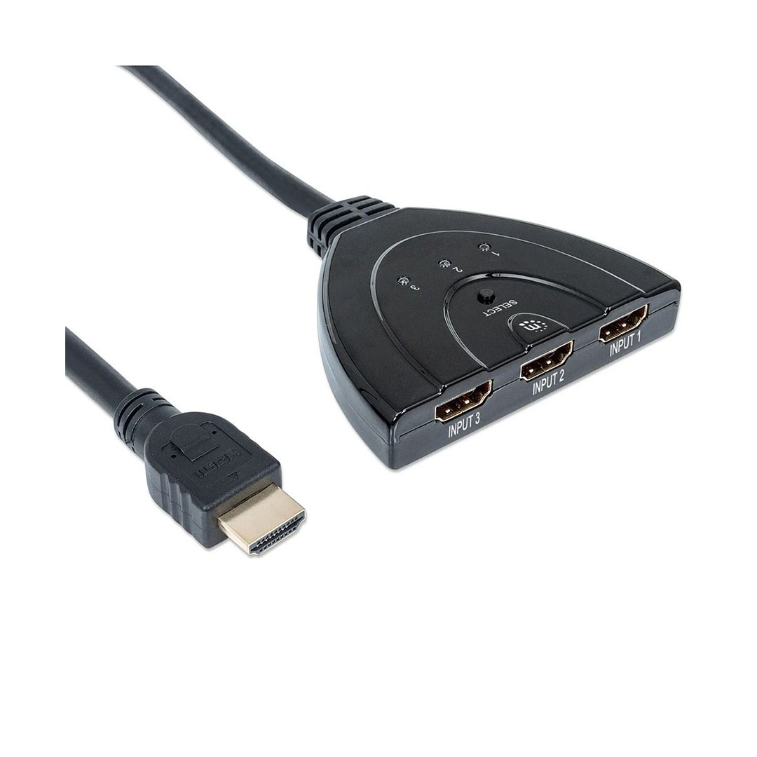 كابل موزع من HDMI الى 3-منافذ HDMI Switch 1080P Integrated - أسود