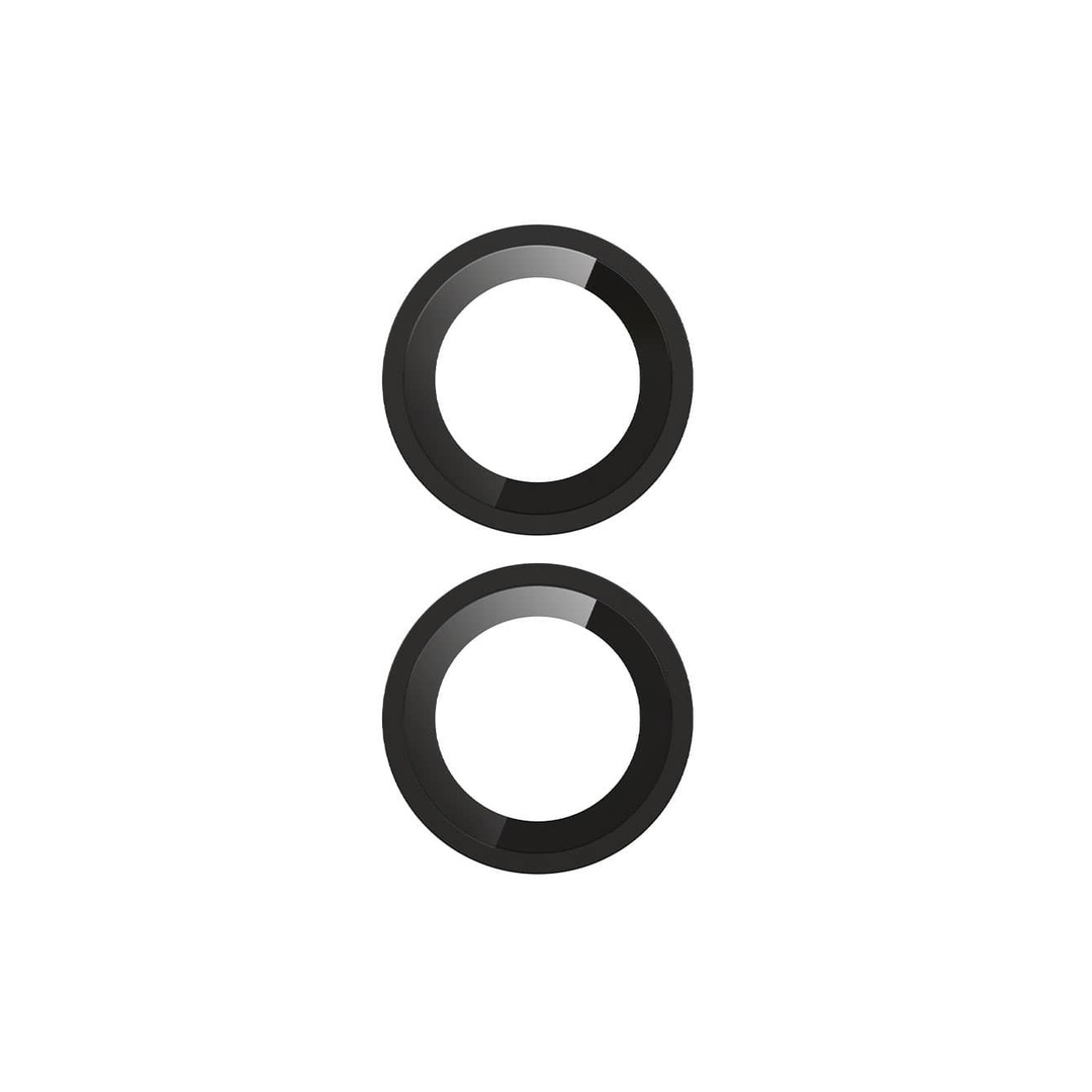 واقي عدسات - 2 قطع - لهاتف أيفون 16 و 16 بلس - أسود