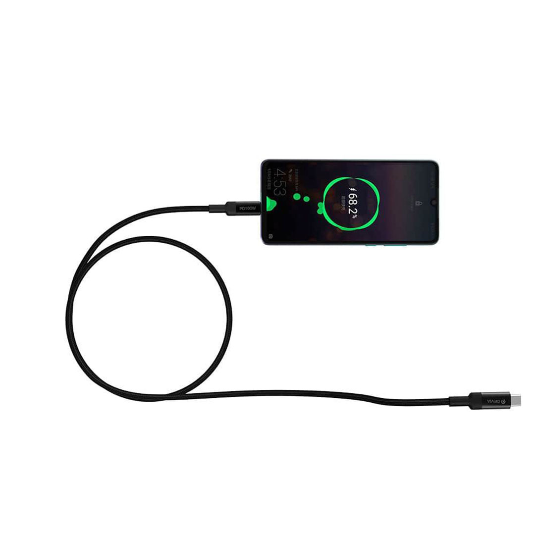 EC309 كابل Type-C سريع 100 وات - أسود