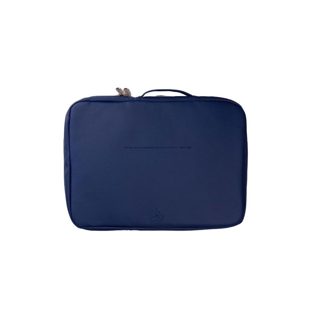 دونها - شنطة لاب توب جلد أتنين سوستة مع 3 انظم للحمايه مقاوم للانسكاب / مقاوم للغبار / مقاوم للصدمات - أزرق