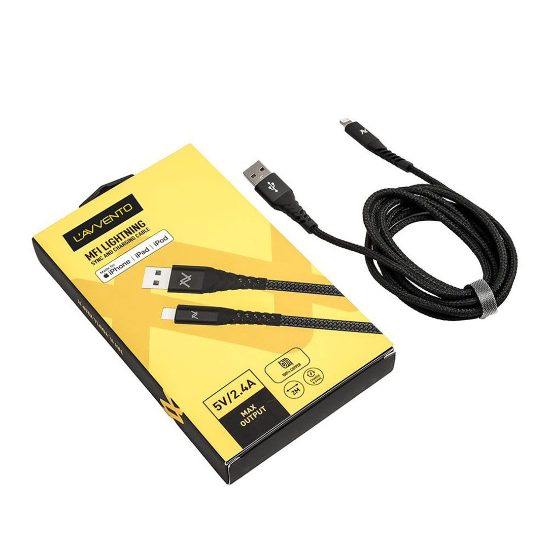 MP476 كابل أيفون 2 متر USB/Lightning - أسود