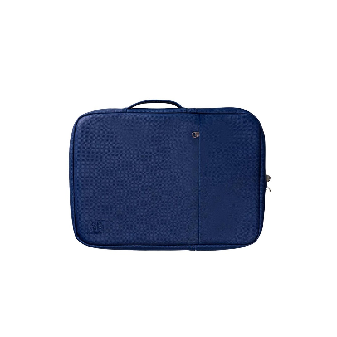 دونها - شنطة لاب توب جلد أتنين سوستة مع 3 انظم للحمايه مقاوم للانسكاب / مقاوم للغبار / مقاوم للصدمات - أزرق