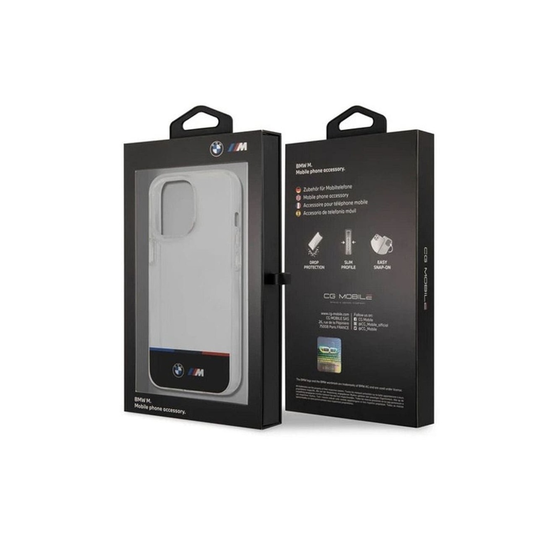 بي إم دبليو جراب ظهر لهاتف أيفون 13 برو M Collection PC/TPU بخطوط أفقيه ثلاثيه الالوان و الأسود (6.1) – شفاف