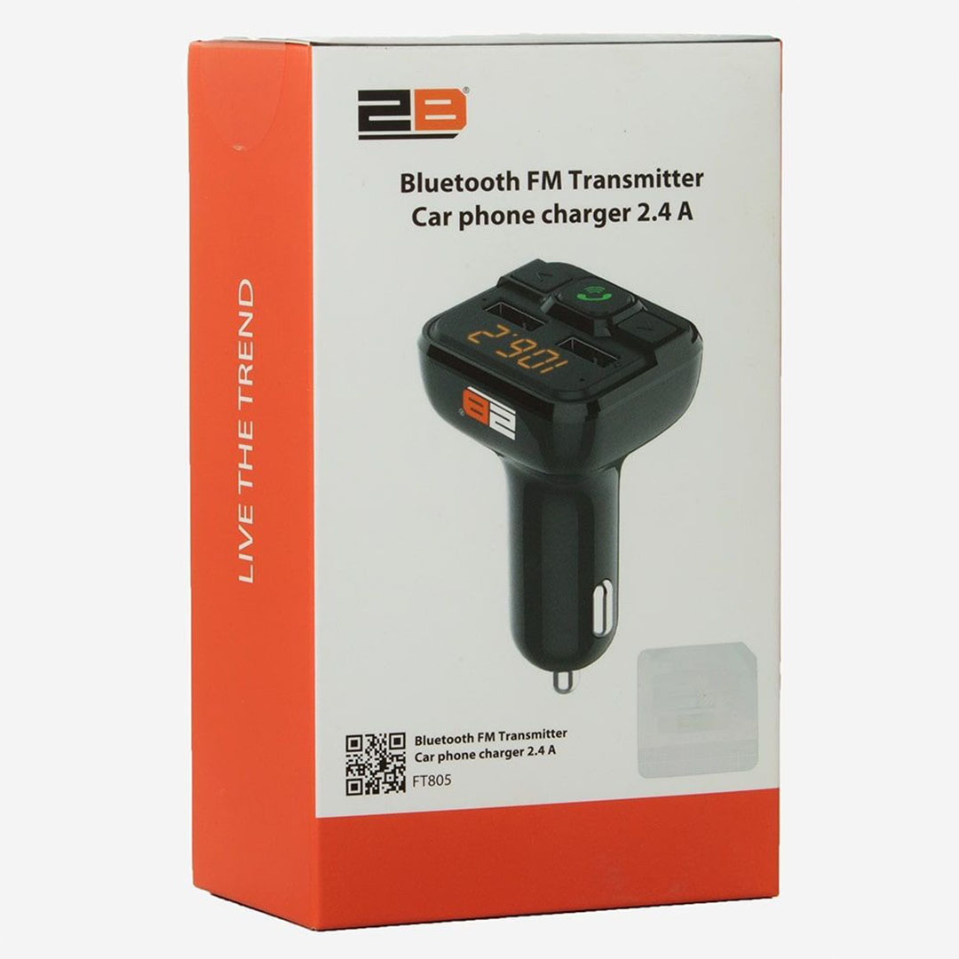 FT805 شاحن سيارة بلوتوث FM Transmitter - 2.4 A - أسود