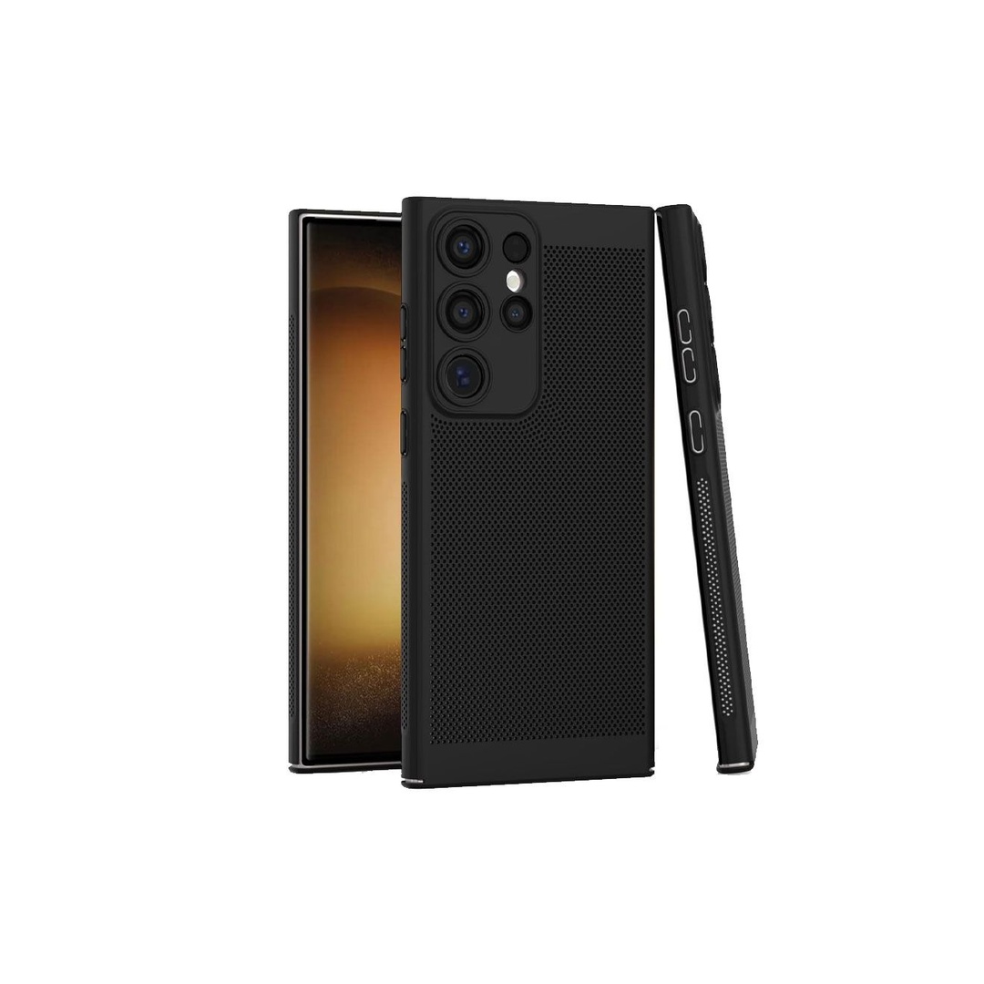 جراب ظهر قابل للتهوية مضاد للحرارة الزائدة - لهاتف سامسونج S25 ألترا - أسود