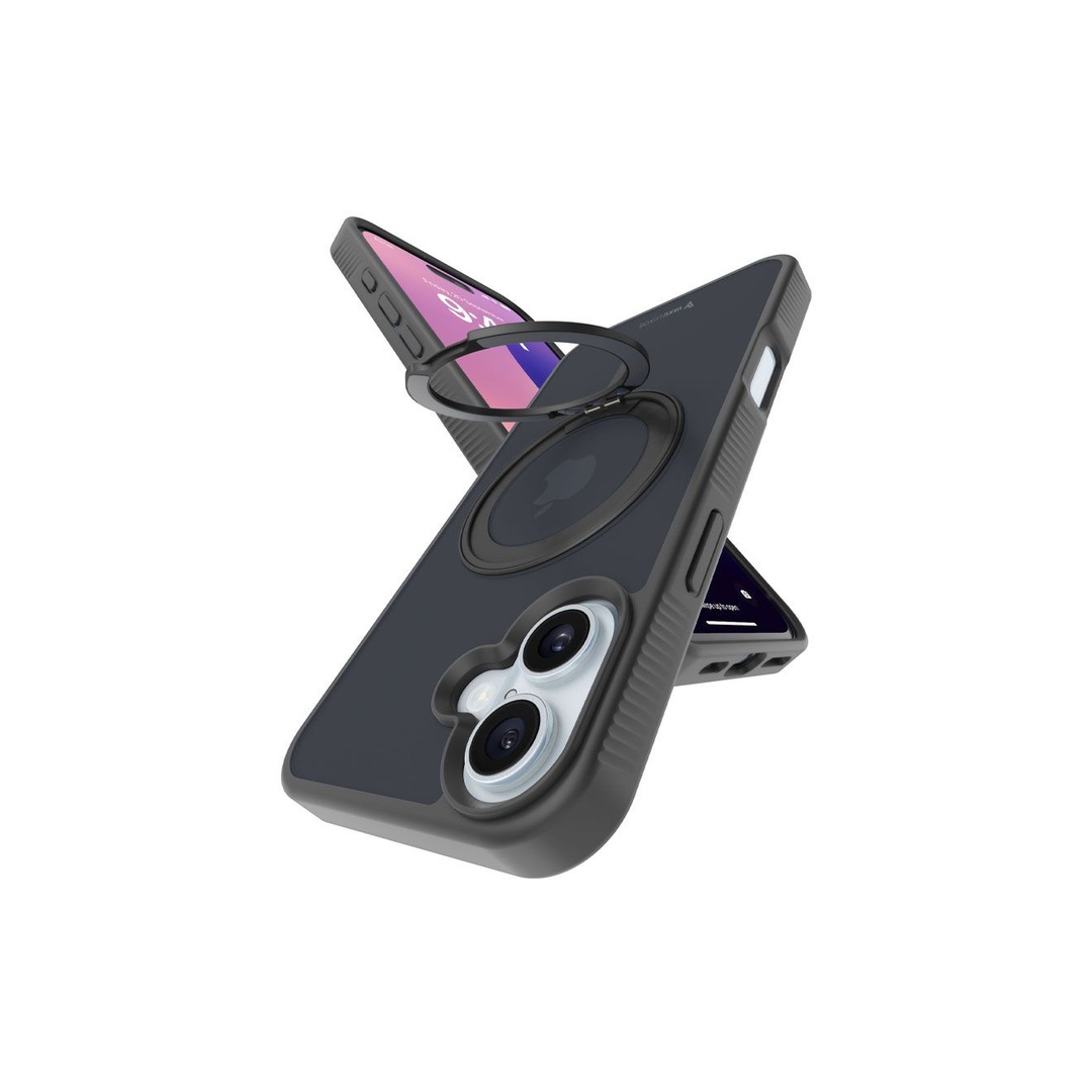 ديفيا جراب مغناطيسي مقاوم للصدمات مع حامل - أيفون 17 - أسود