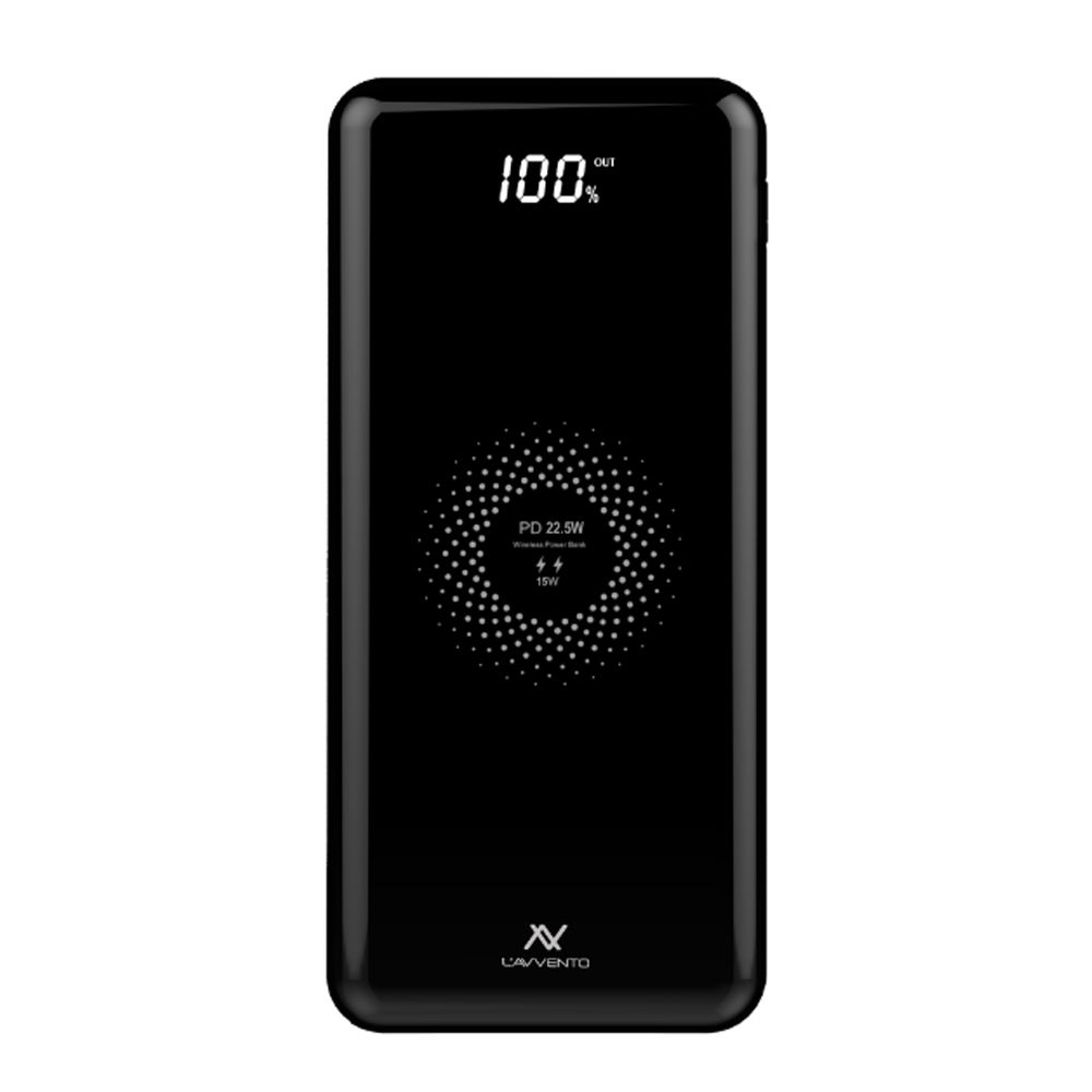 MP125 باور بانك لاسلكي شحن سريع QI سعة 10000 mAh - أسود