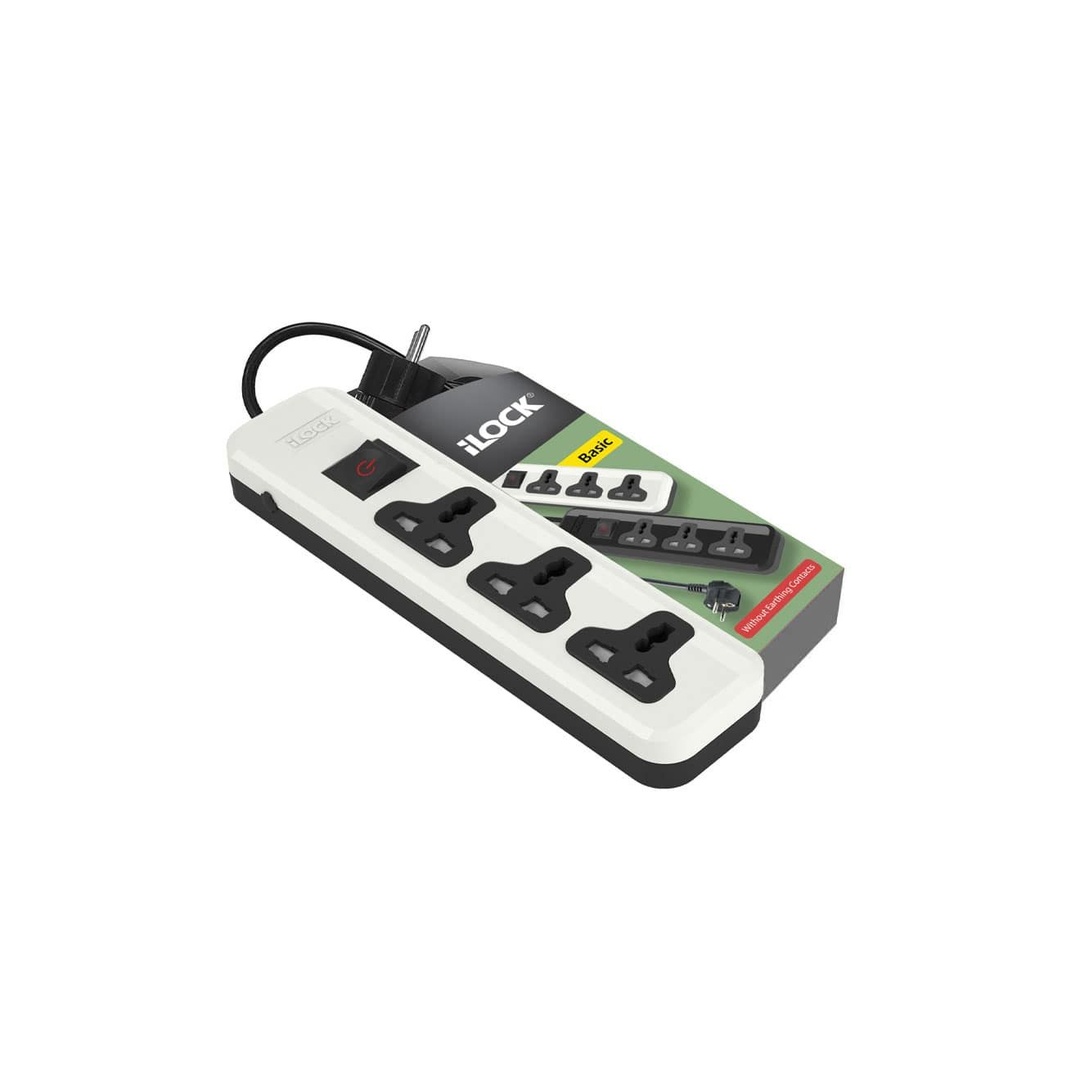 اي لوك مشترك كهرباء 3 منافذ MK - 3 متر - أبيض