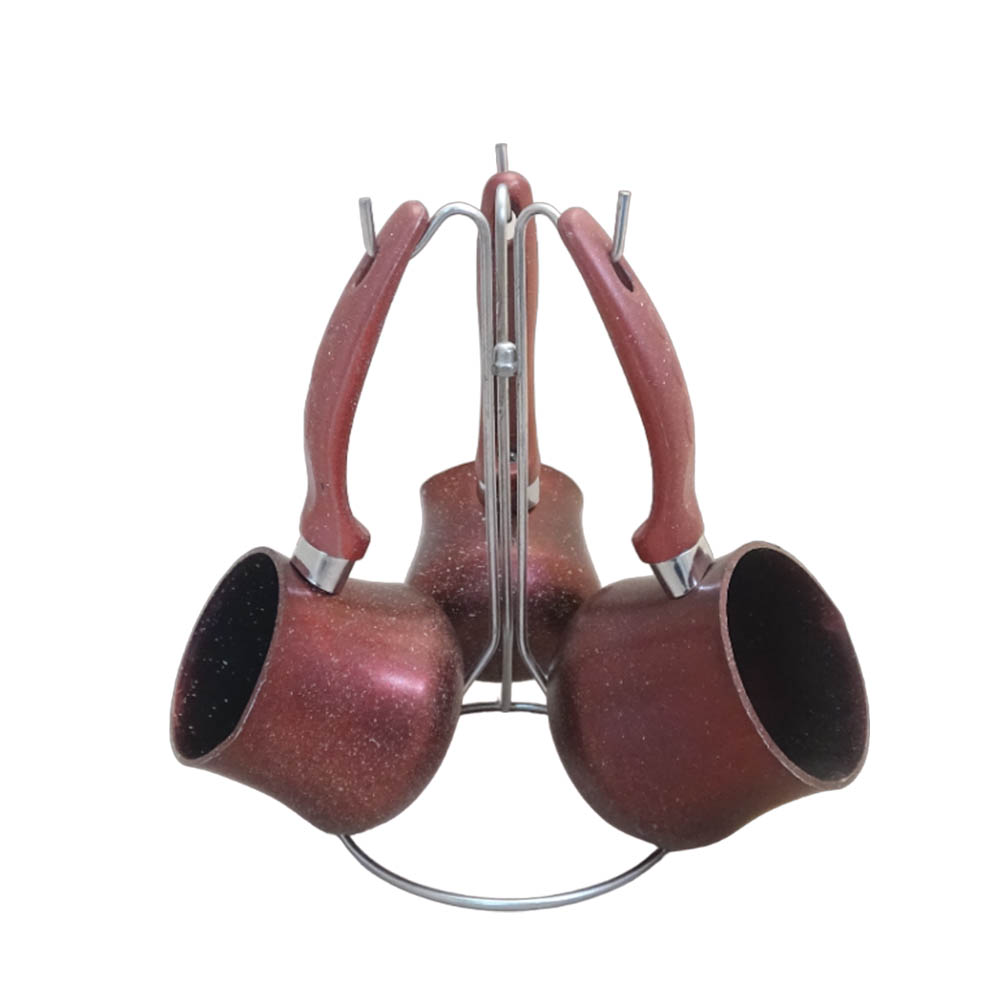 طقم كنكة قهوة جرانيت مع حامل - 4 قطع