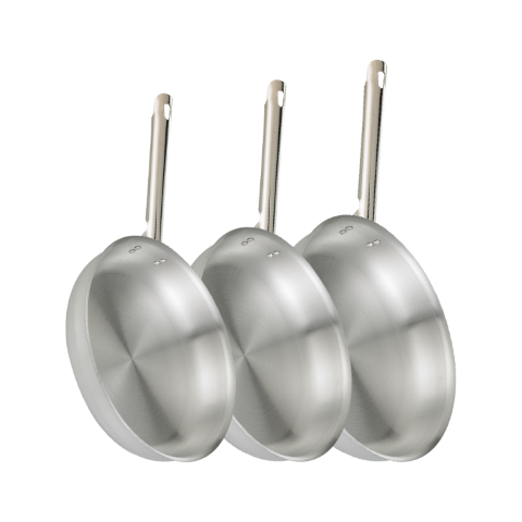 طقم مقلاية رويال ألومنيوم بيد ستانلس - 3 قطع