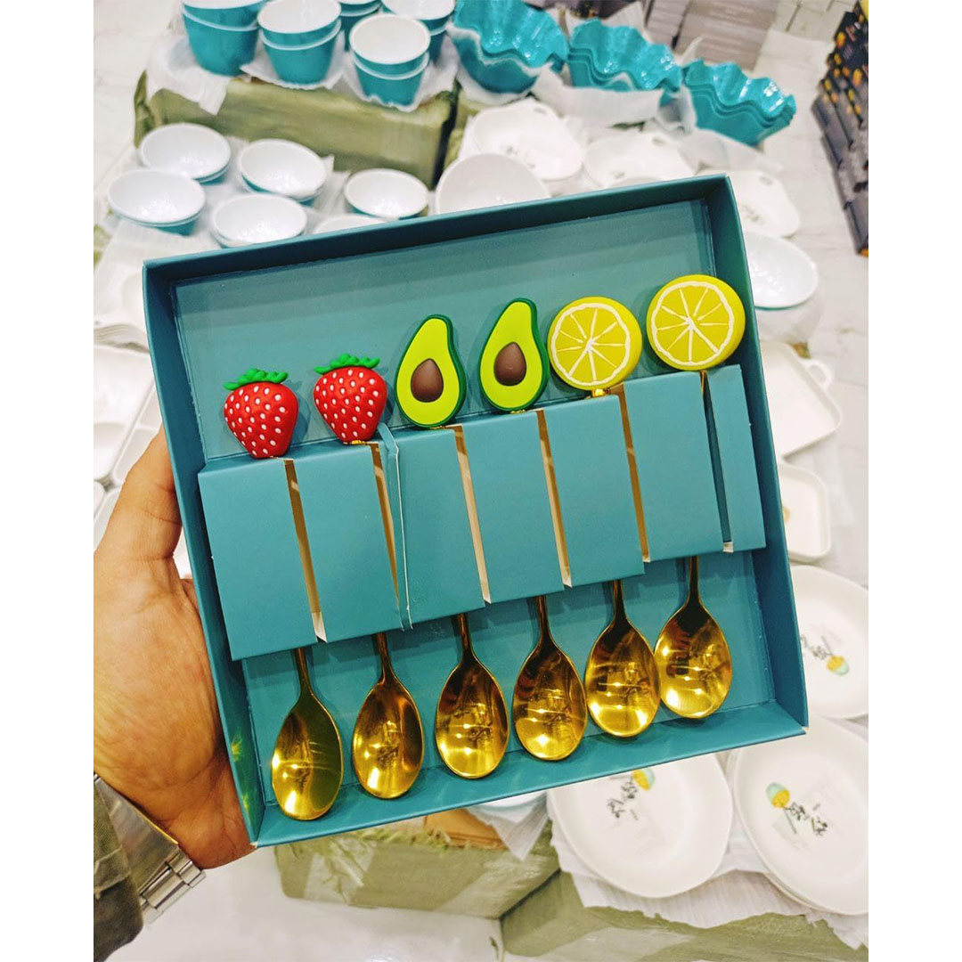 معالق فاكهة صغيرة - 6 قطع - ذهبي