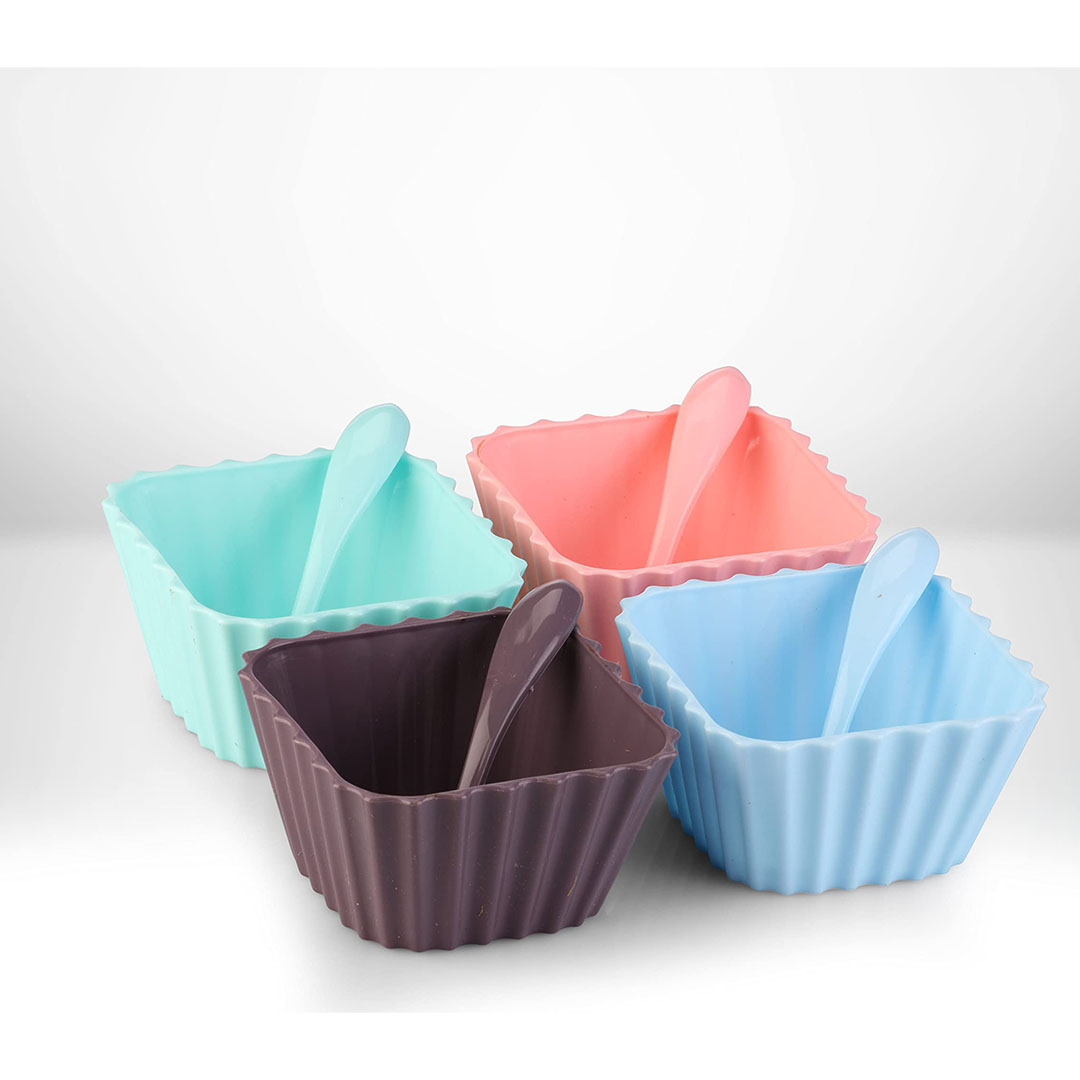 طقم أكواب فروتي مربعة ماكس بلاست - 8 قطع