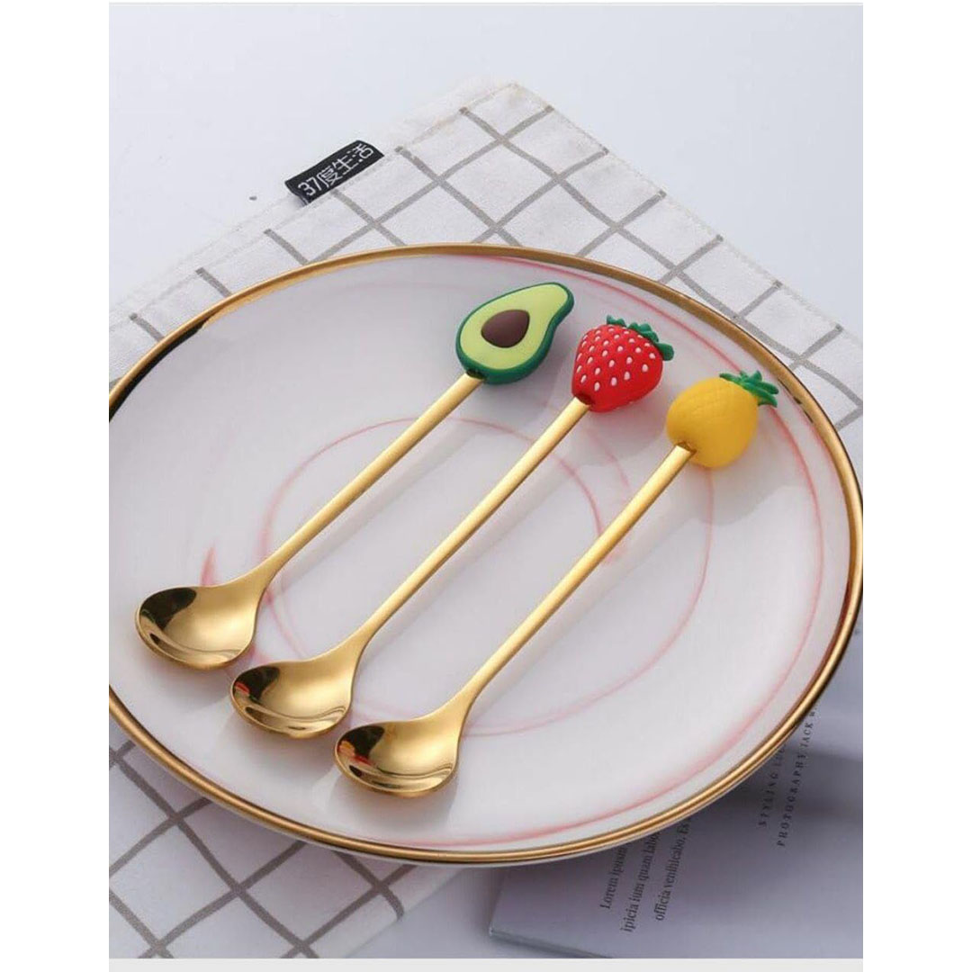 معالق فاكهة صغيرة - 6 قطع - ذهبي