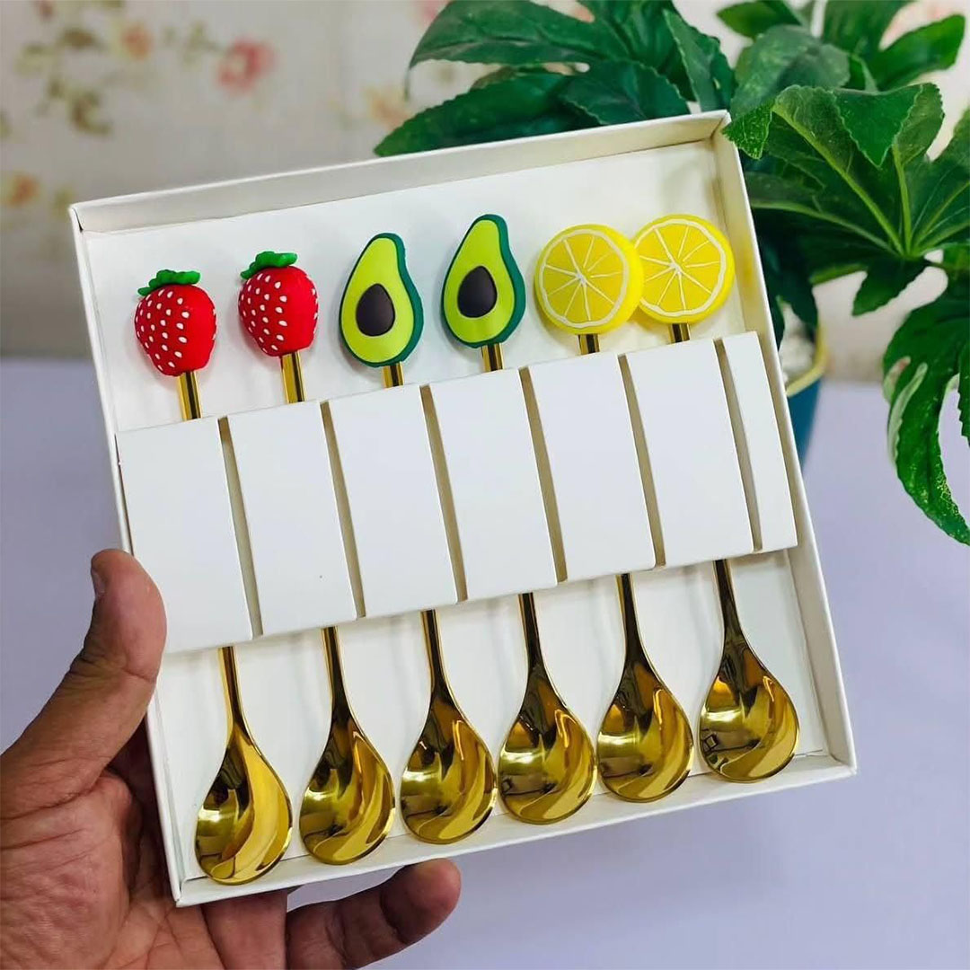 معالق فاكهة صغيرة - 6 قطع - ذهبي