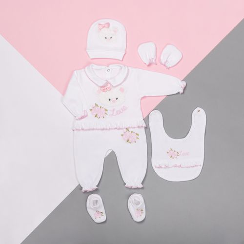 301 طقم السبوع للبنات قطن لحديثي الولادة