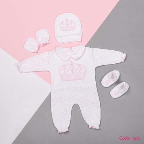 305 طقم السبوع للبنات قطن لحديثي الولادة