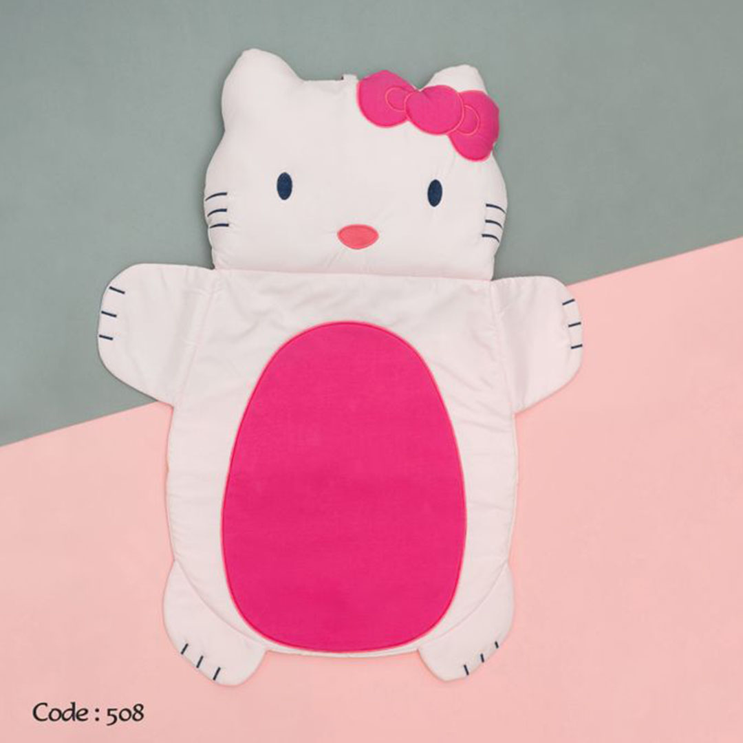 508 مفرش مشمع مبطن مع مخدة للأطفال - بينك