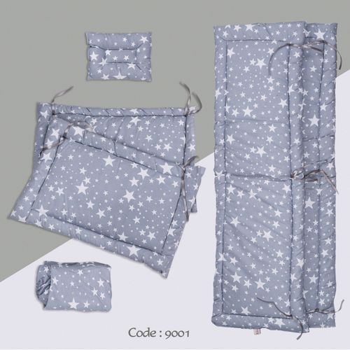 9001 طقم جوانب السرير مع ملاية ومخدة - 6 قطع - رمادي