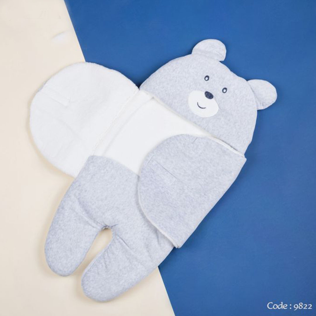 9822 بورت شتوي قطيفة لحديثي الولادة - رمادي