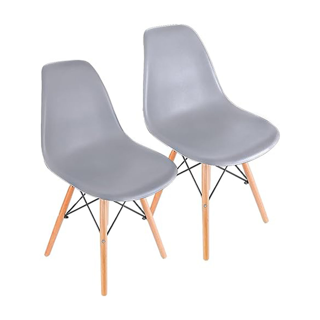 كرسي طعام تايمي DSW بأرجل خشبية - رمادي - عبوة من قطعتين