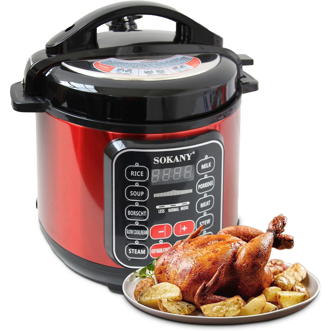 حلة ضغط سوكاني الكهربائية - 5 لتر - أحمر - sk-2402