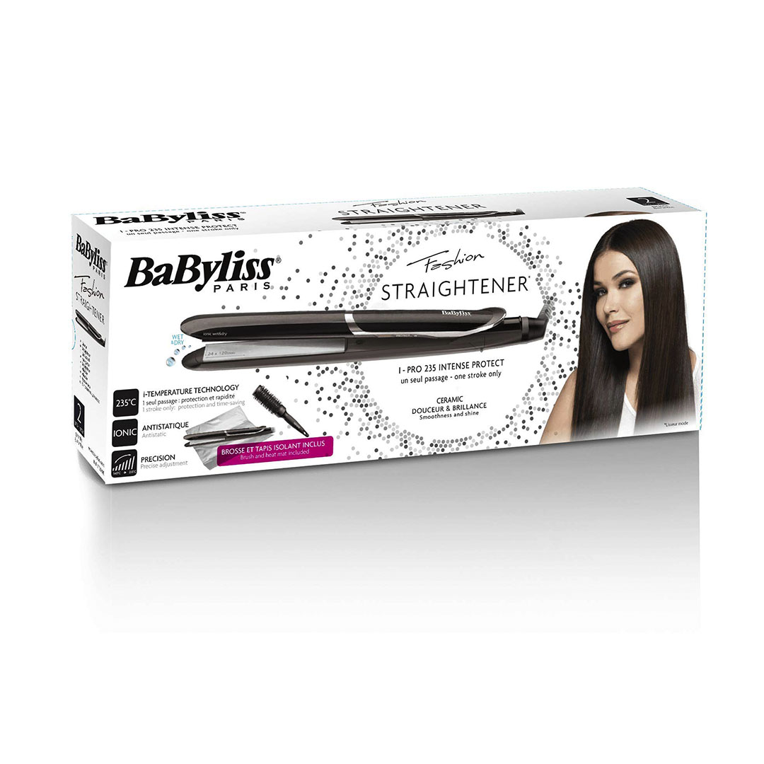 مكواه شعر بيبي ليس سيراميك ماسي بالأيونات مع هدية فرشاة شعر وبساط مقاوم للحرارة - ST388E