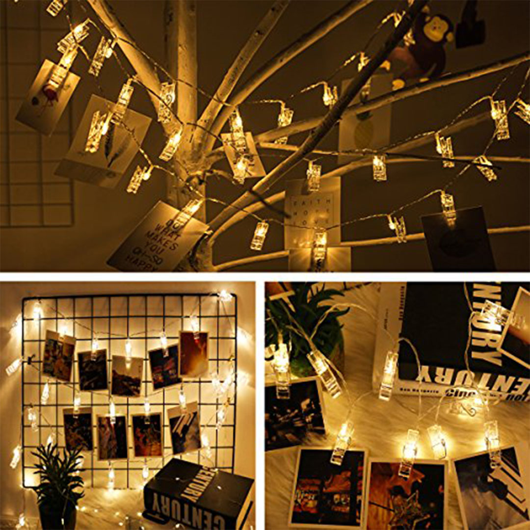 شريط إضاءة ليد 30 لمبة بمشابك للصور