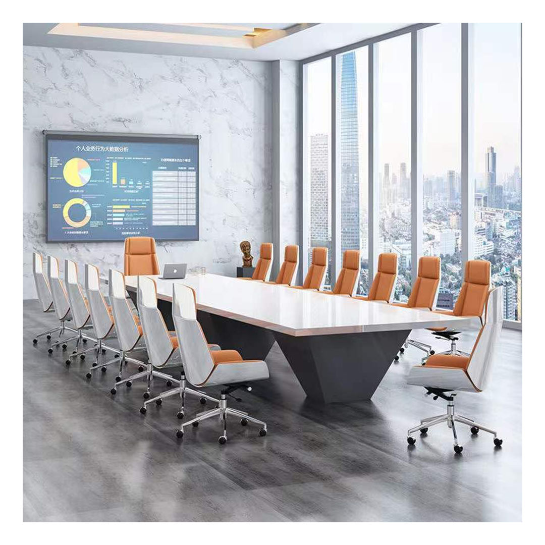 كرسي مكتب من الجلد الدافئ - مسند ظهر مرتفع - أبيض × هافان