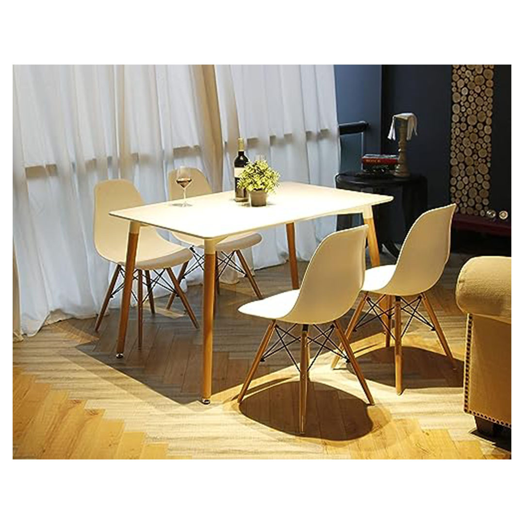 كرسي طعام تايمي DSW بأرجل خشبية - أبيض - عبوة من قطعتين