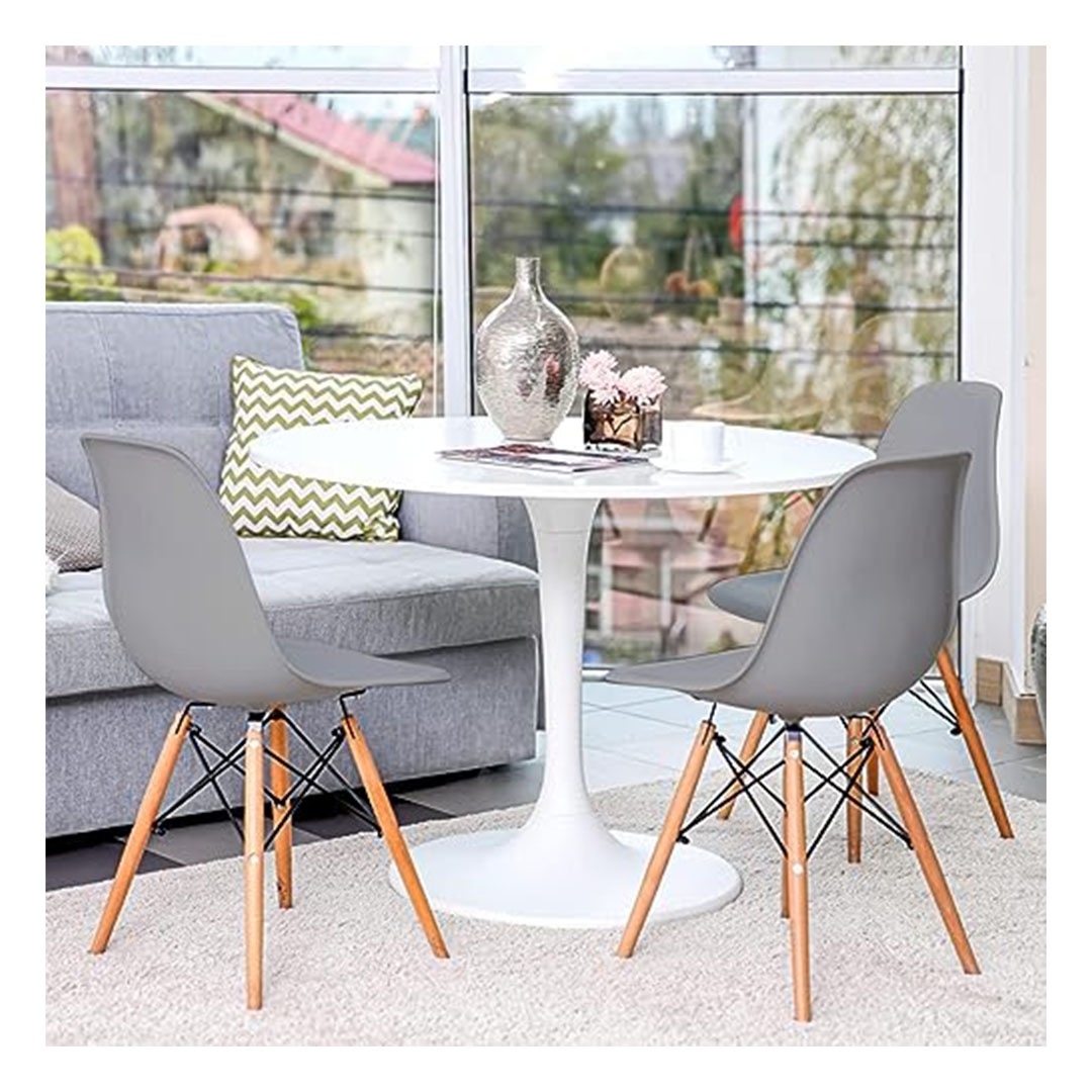 كرسي طعام تايمي DSW بأرجل خشبية - رمادي - عبوة من قطعتين