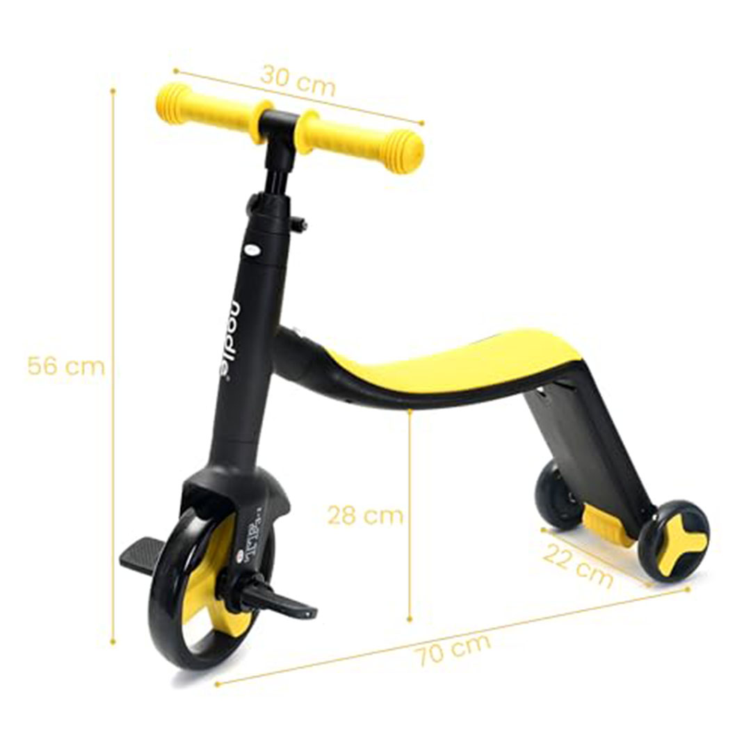 دراجة وسكوتر 3×1 للأطفال – أصفر
