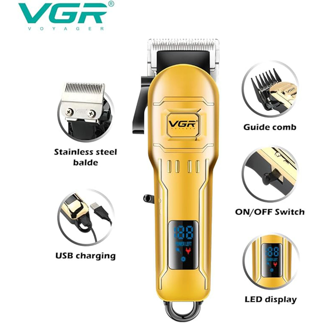 ماكينة حلاقة لاسلكية للشعر بهيكل معدني - VGR - 268