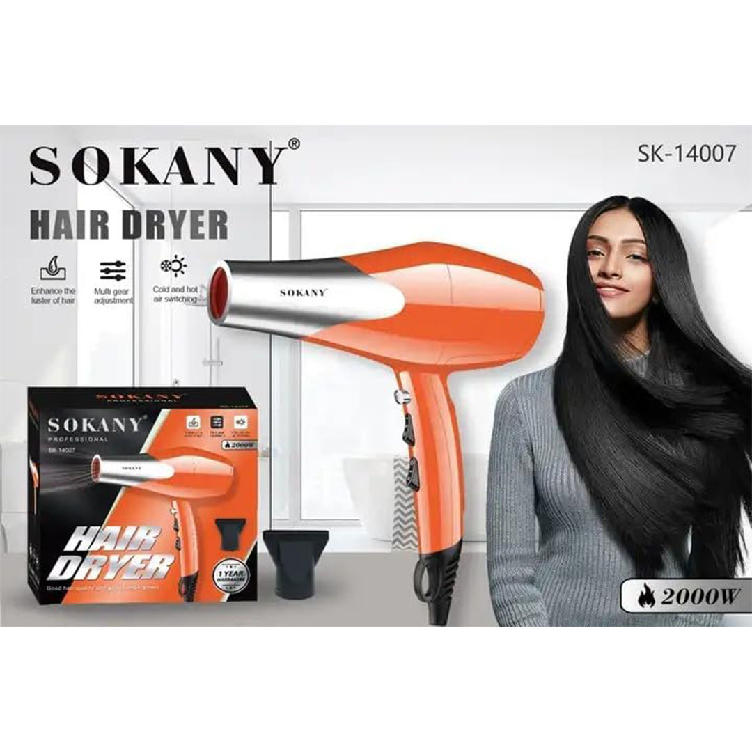 مجفف شعر سوكاني - 2000 وات - أحمر - SK-14007