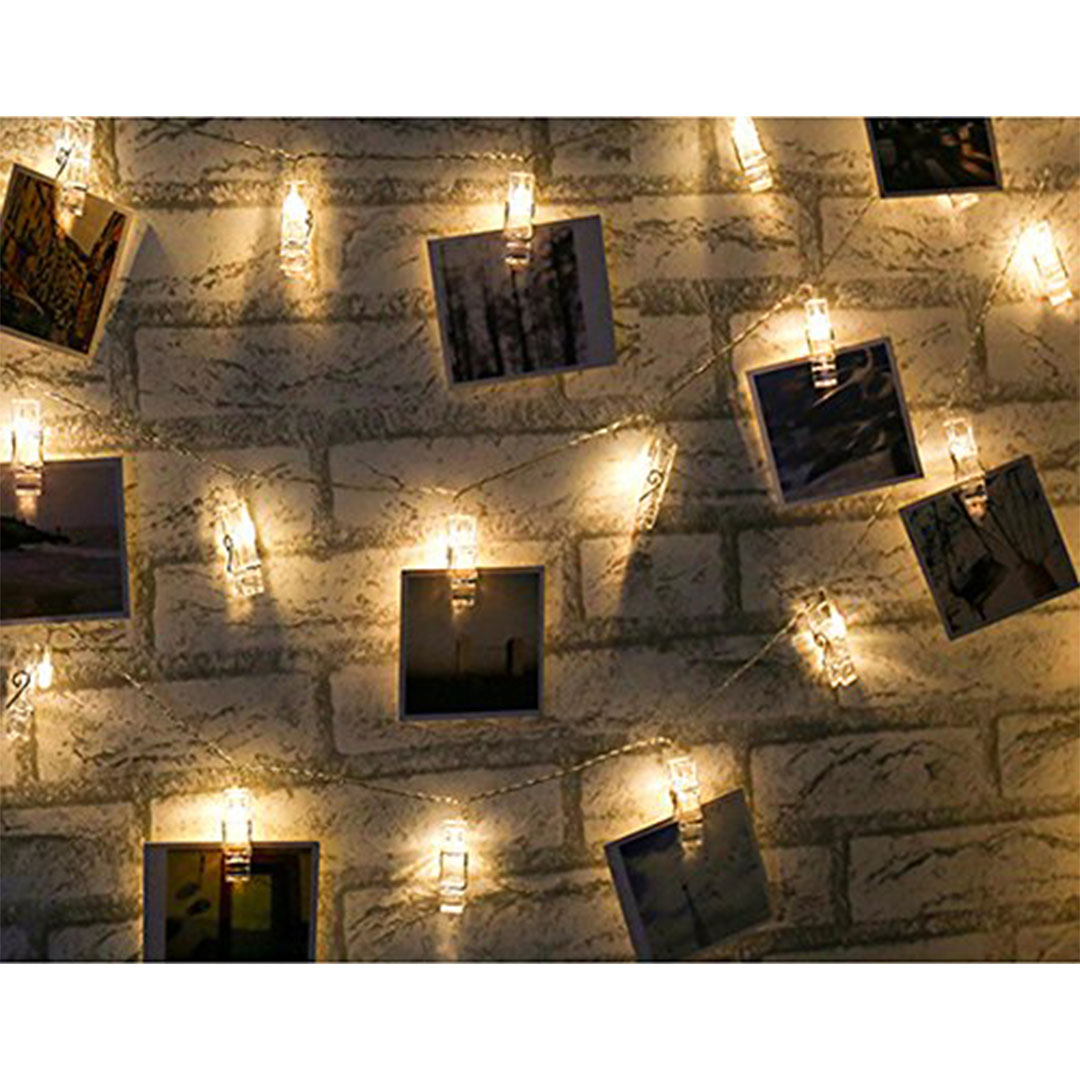 شريط إضاءة ليد 30 لمبة بمشابك للصور