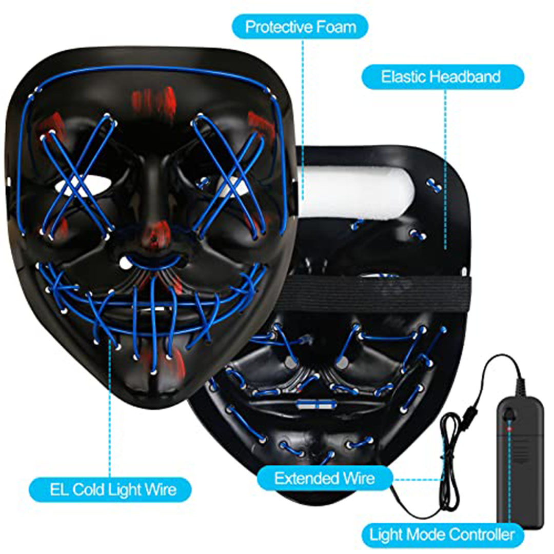 قناع هالوين مضيء مستوحى من The Purge – 3 أوضاع