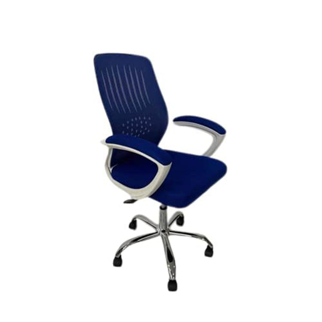 كرسي مكتب غرفة الاجتماعات هيكل أبيض مع نجمة معدنية - أزرق