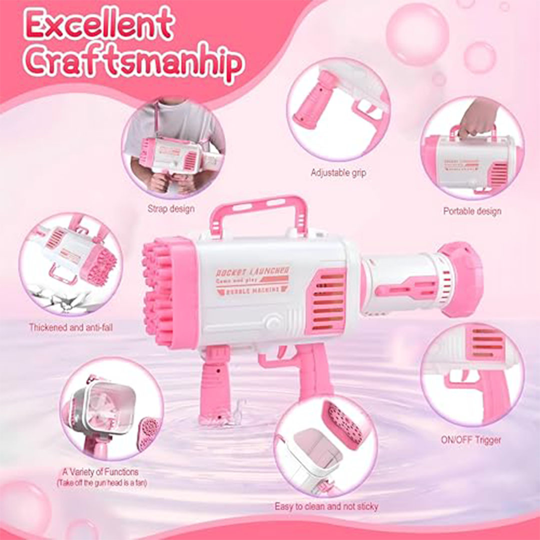 مسدس فقاعات 32 فتحة - وردي