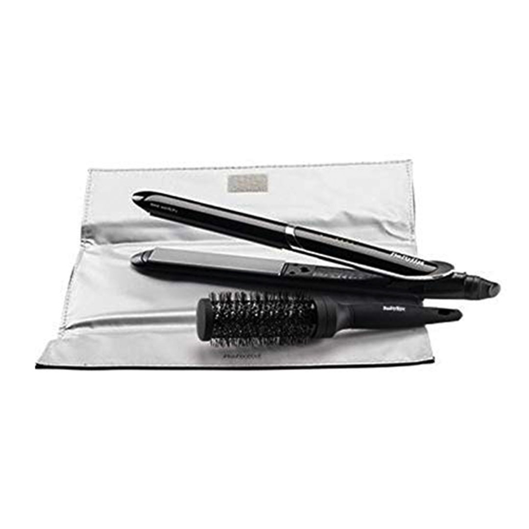 مكواه شعر بيبي ليس سيراميك ماسي بالأيونات مع هدية فرشاة شعر وبساط مقاوم للحرارة - ST388E