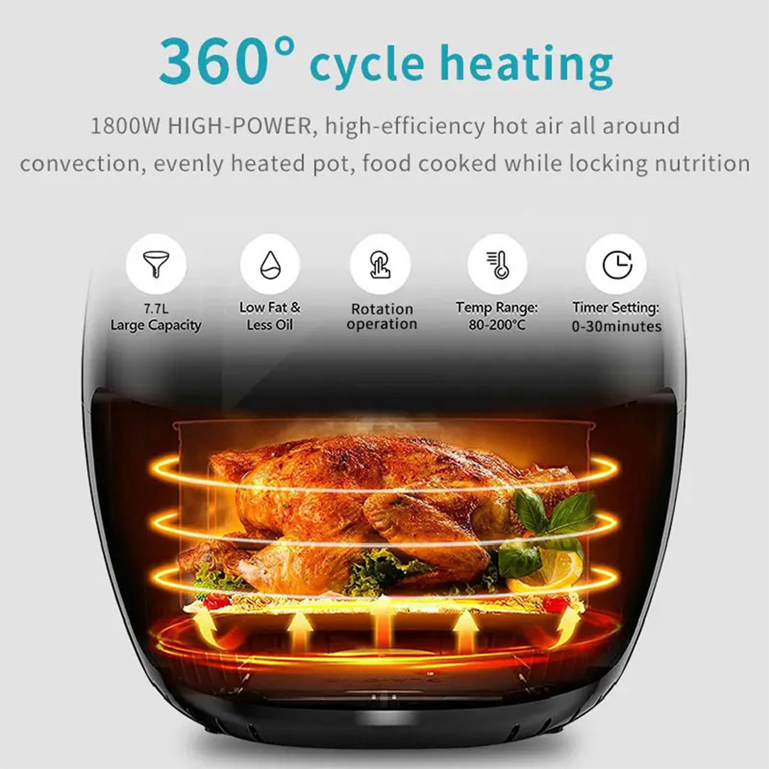 قلاية هوائية سوكاني - 7.7 لتر - أسود - SK-8013