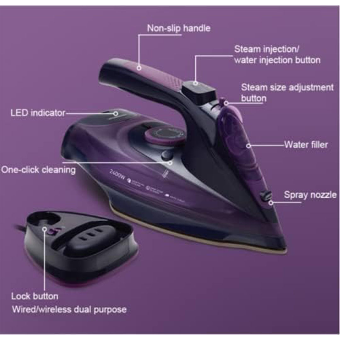 AJ2085 مكواة بخار لاسلكية - 2400 واط - بنفسجي